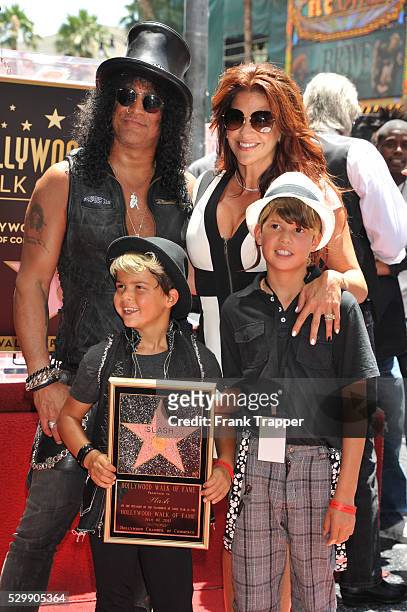 Musician Slash and family attend the ceremony that honored him with a Star on the Hollywood Walk of Fame in front of the Hard Rock Cafe in Hollywood.