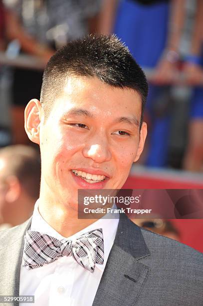 New York Nicks player Jeremy Lin arrives at the 2012 ESPY Awards at the Nokia Theatre L.A. Live.