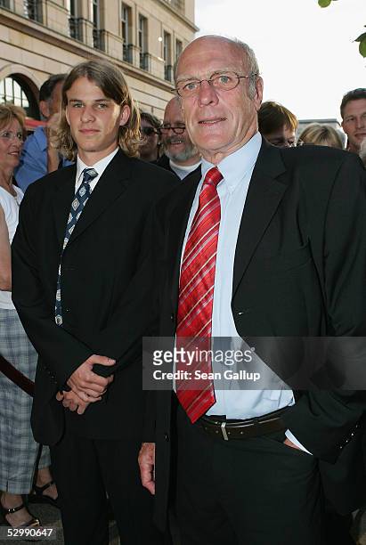 Former cycling star Rudi Altig and his son arrive for the Goldene Sportpyramide Awards May 27, 2005 in Berlin, Germany.