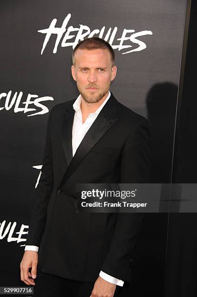 Actor Tobias Santelmann arrives at the premiere of "Hercules" held at TCL Chinese Theater in Hollywood.