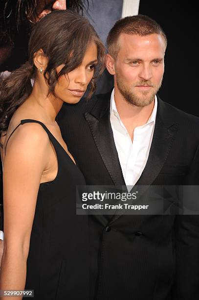 Actor Tobias Santelmann and guest arrive at the premiere of "Hercules" held at TCL Chinese Theater in Hollywood.