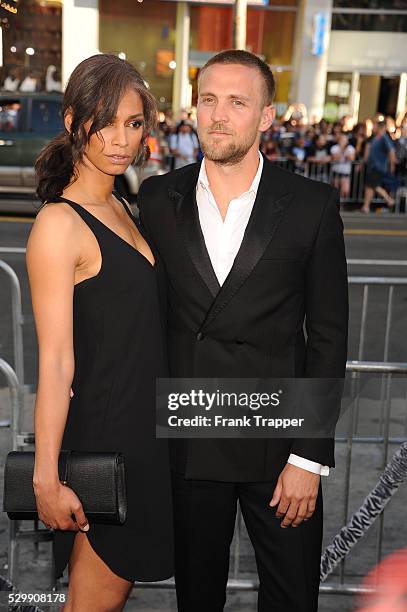 Actor Tobias Santelmann and guest arrive at the premiere of "Hercules" held at TCL Chinese Theater in Hollywood.