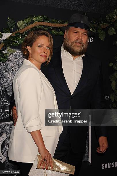 Actor Vincent D'Onofrio and wife Carin van der Donk arrive at the premiere of "Jurassic World" held at the Dolby Theater in Hollywood.