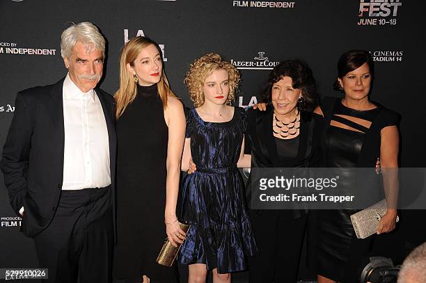Actors Sam Elliott, Judy Greer, Julia Garner, Lily Tomlin and Marcia Gay Harden arrive at the Los Angeles Film Festival opening night premiere of...