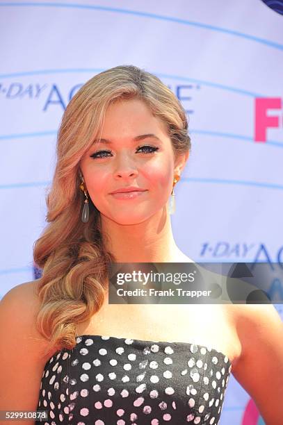 Actress Sasha Pieterse arrives at the 2012 Teen Choice Awards held at the Gibson Amphitheatre in Universal City, California.