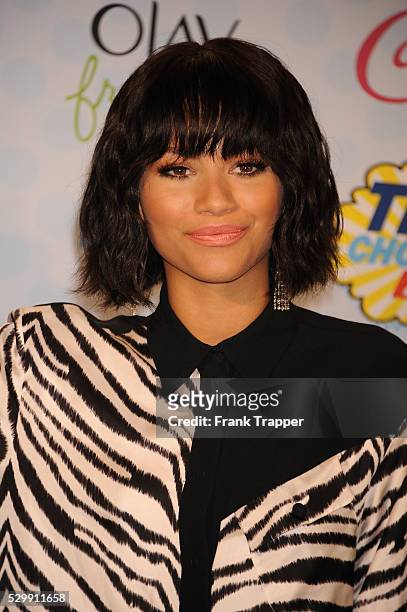 Recording artist Zendaya Coleman posing in the press room at the 2014 Teen Choice Awards held at the Shrine Auditorium.