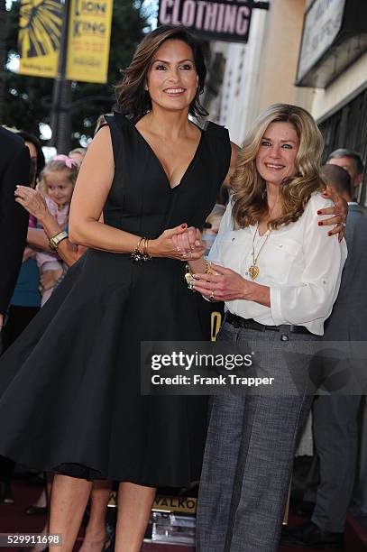 Actress Mariska Hargitay and sister Tina pose at the ceremony that honored with a Star on the Hollywood Walk of Fame.