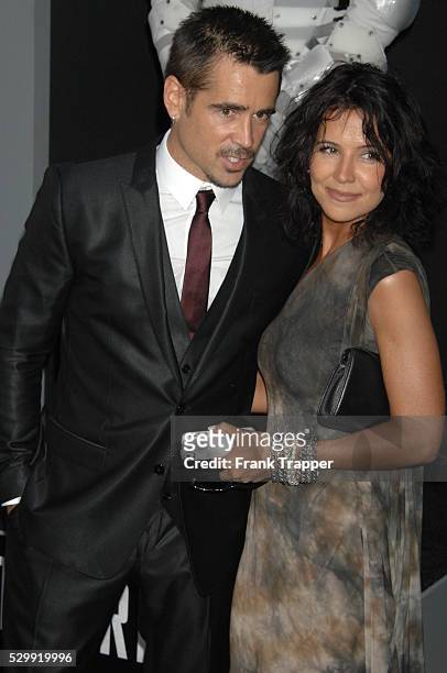 Actor Colin Farrell and guest arrives at the premiere of Total Recall held at Grauman's Chinese Theater in Hollywood.