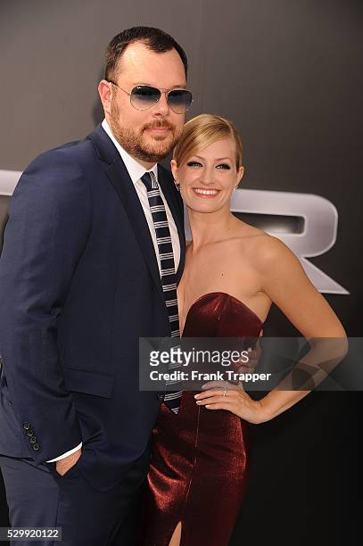 Actor Michael Gladis and guest arrive at the premiere of "Terminator Genisys" held at the Dolby Theater in Hollywood.