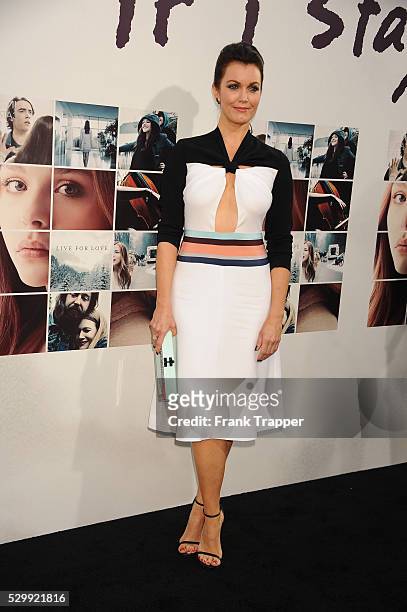 Actress Bellamy Young arrives at the premiere of "If I Stay" held at TCL Chinese Theater in Hollywood.