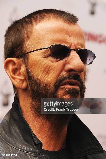 Recording artist Ringo Starr arrives at his 75th Birthday fan gathering held at Capitol Records in Hollywood.
