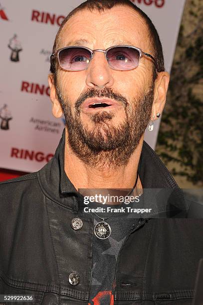 Recording artist Ringo Starr arrives at his 75th Birthday fan gathering held at Capitol Records in Hollywood.