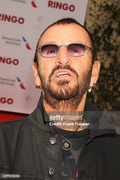 Recording artist Ringo Starr arrives at his 75th Birthday fan gathering held at Capitol Records in Hollywood.