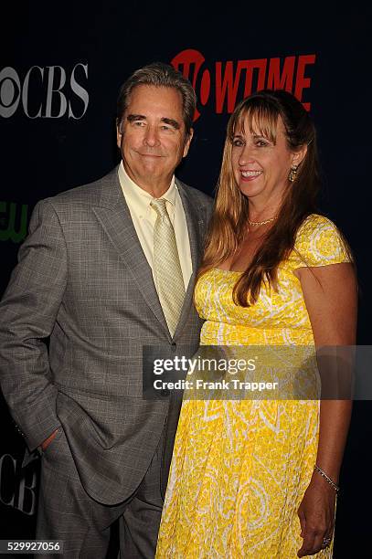 Actor Beau Bridges and wife arrive at the CBS, CW and Showtime 2015 Summer TCA Party held at the Pacific Design Center in West Hollywood.