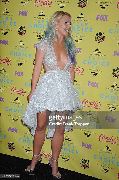 Singer Britney Spears posing at the Teen Choice Awards held at the USC Galen Center.