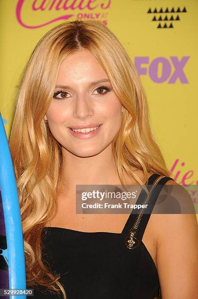 Actress Bella Thorne posing in the press room at the Teen Choice Awards 2015 held at the USC Galen Center.