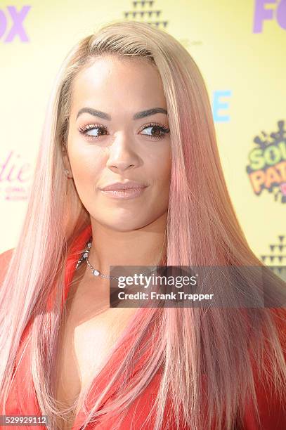 Singer/actress Rita Ora arrives at the Teen Choice Awards 2015 held at the USC Galen Center.