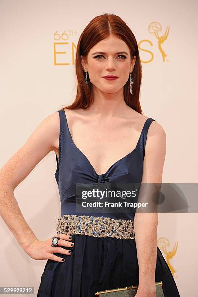 Actress Rose Leslie arrives at the 66th Annual Primetime Emmy Awards held at the Nokia Theater L.A. Live.