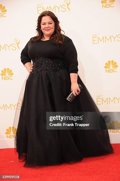 Actress Melissa McCarthy arrives at the 66th Annual Primetime Emmy Awards held at the Nokia Theater L.A. Live.