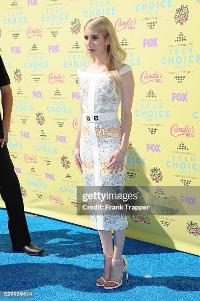 Actress Emma Roberts arrives at the Teen Choice Awards 2015 held at the USC Galen Center.