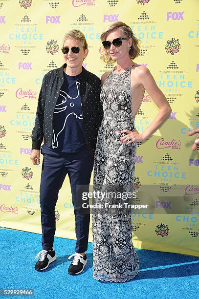 Personality Ellen DeGeneres and actress Portia de Rossi arrives at the Teen Choice Awards 2015 held at the USC Galen Center. TV personality Ellen...