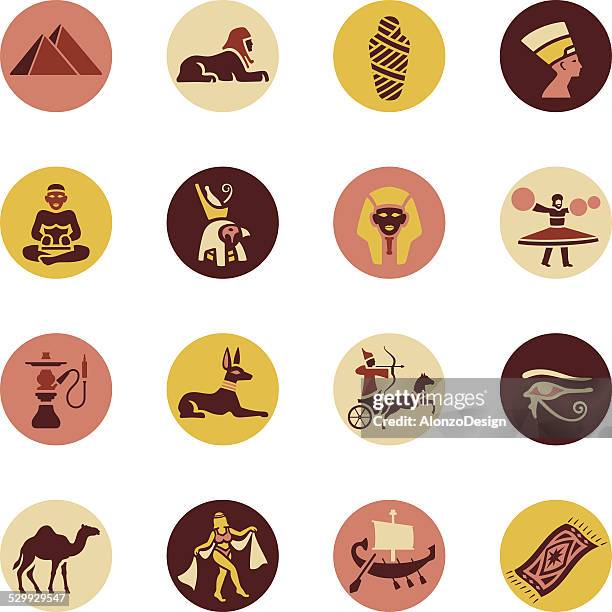 egyptian icon set - dead camel stock illustrations