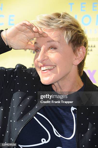 Personality Ellen DeGeneres arrives at the Teen Choice Awards 2015 held at the USC Galen Center.