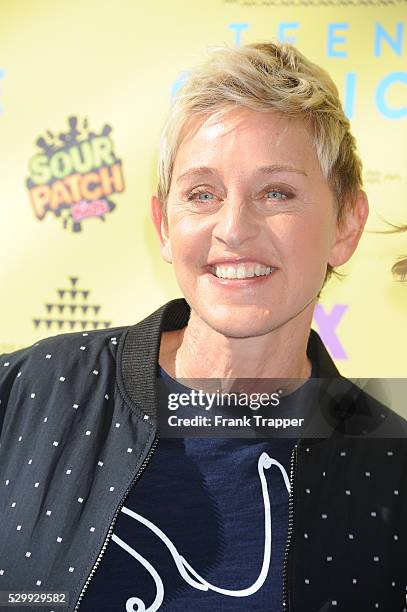 Personality Ellen DeGeneres arrives at the Teen Choice Awards 2015 held at the USC Galen Center.