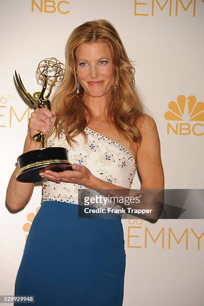 Actress Anna Gunn, winner of Outstanding Supporting Actress In A Drama Series and Outstanding Series for "Breaking Bad" posing at the 66th Annual...