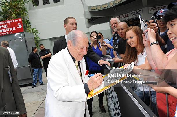 Actor / director Mel Brooks sign autographs for his fans at the Hand and Footprints ceremony at the TCL Chinese Theater in Hollywood.