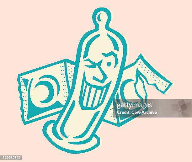 winking condom - condom pack stock illustrations