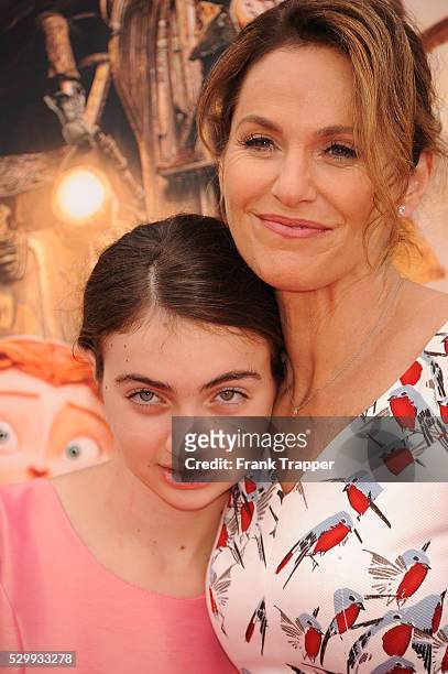 Actress Amy Brenneman and daughter Charlotte Tucker Silberling arrive at the premiere of Focus Features' "The Boxtrolls" held at Universal CityWalk.