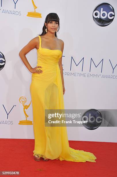 Actress Hannah Simone arrives at the 64th Annual Primetime Emmy Awards held at the Nokia Theater L.A. Live.