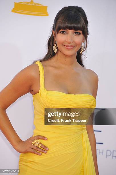 Actress Hannah Simone arrives at the 64th Annual Primetime Emmy Awards held at the Nokia Theater L.A. Live.