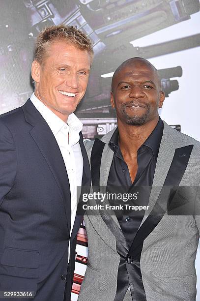 Actors Dolph Lundgren and Terry Crews arrive at the Premiere of Lionsgate Films' "The Expendables" held at Grauman's Chinese Theatre in Hollywood.