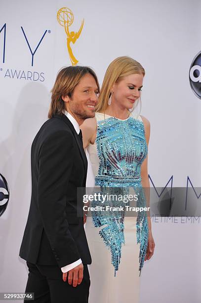 Actress Nicole Kidman and Keith Urban arrive at the 64th Annual Primetime Emmy Awards held at the Nokia Theater L.A. Live.