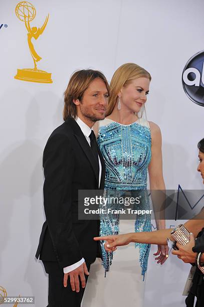 Actress Nicole Kidman and Keith Urban arrive at the 64th Annual Primetime Emmy Awards held at the Nokia Theater L.A. Live.