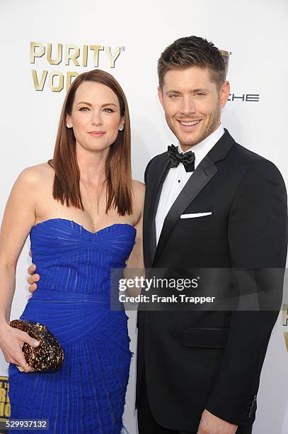 Actor Jensen Ackles and wife Danneel Ackles arrive at the 19th Annual Critics' Choice Movie Awards held at Barker Hangar in Santa Monica.