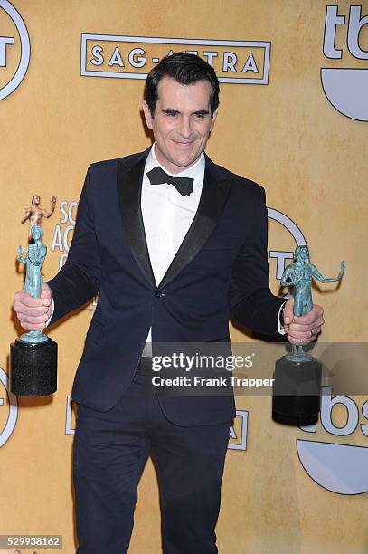 Actor Ty Burrell, winner of the Outstanding Performance by a Male Actor in a Comedy Series and Outstanding Performance by an Ensemble in a Comedy...