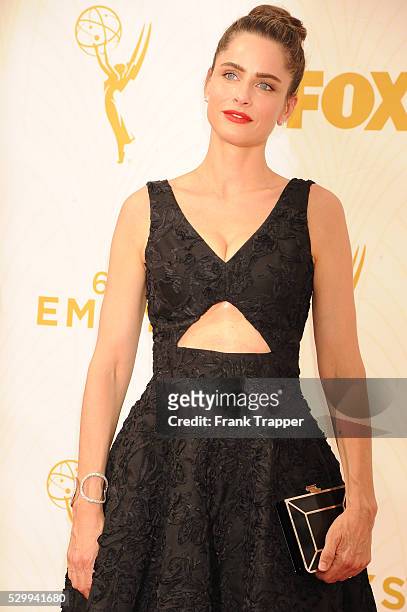 Actress Amanda Peet arrives at the 67th Annual Primetime Emmy Awards held at the Microsoft Theater.