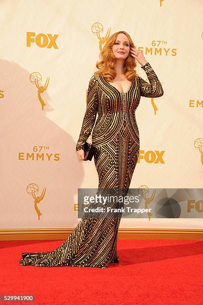 Actress Christina Hendricks arrives at the 67th Annual Primetime Emmy Awards held at the Microsoft Theater.