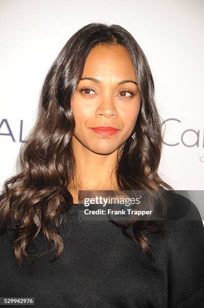 Actress Zoe Saldana arrives at the 22nd annual ELLE Women in Hollywood Awards held at the the Four Season Hotel.