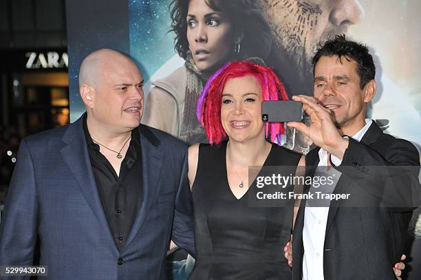 Directors Andy Wachowski, Lana Wachowski andTom Tykwer arrives at the premiere of Cloud Atlas held at Grauman's Chinese Theater in Hollywood.