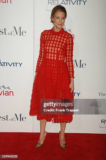 Actress Michelle Monaghan arrives at the world premiere of "The Best of Me" held at Regal Cinemas L.A. Live.