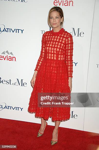 Actress Michelle Monaghan arrives at the world premiere of "The Best of Me" held at Regal Cinemas L.A. Live.