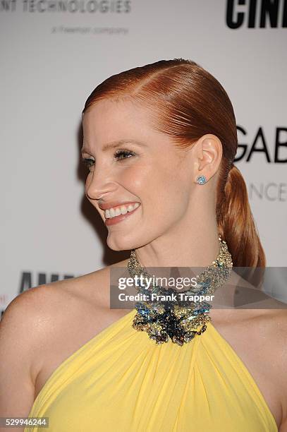 Actress Jessica Chastain arrives at the 28th American Cinematheque Award honoring Matthew McConaughey held at the Beverly Hilton Hotel.