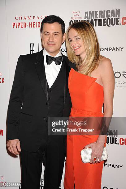 Host Jimmy Kimmel and writer/producer Molly McNearney arrive at the 28th American Cinematheque Award honoring Matthew McConaughey held at the Beverly...