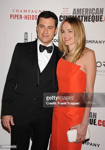 Host Jimmy Kimmel and writer/producer Molly McNearney arrive at the 28th American Cinematheque Award honoring Matthew McConaughey held at the Beverly...