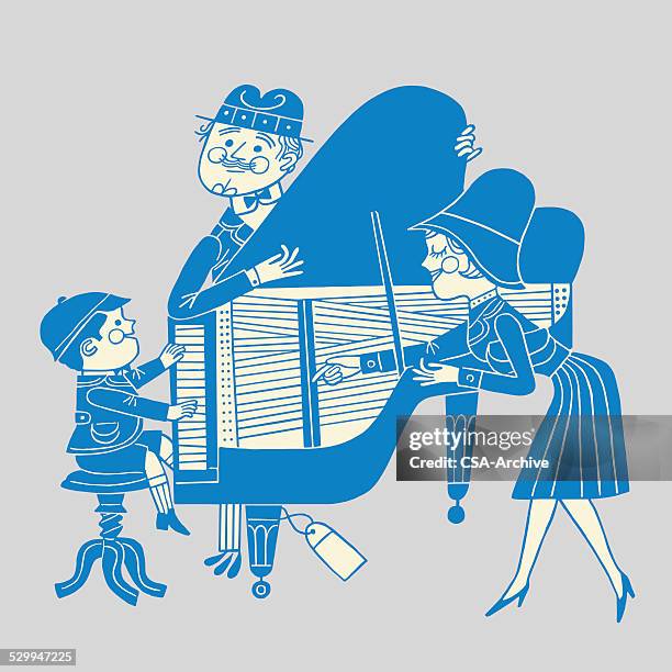 boy playing the piano - child singing stock illustrations