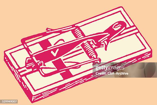 set mousetrap - mouse trap stock illustrations